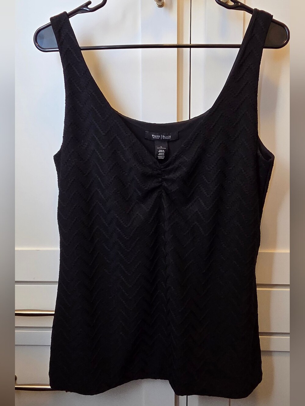 White House Black Market Black Textured Scoop Neck Tank